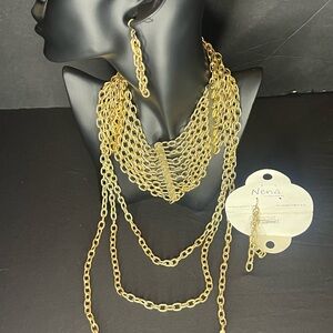 Gold Chain Necklace and Earring Set